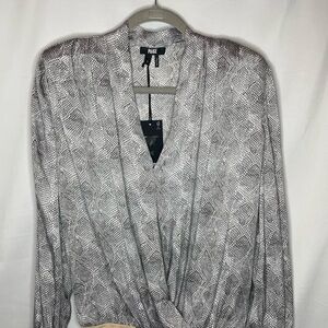 Paige Silver Snake Skin Pattern Blouse Bodysuit